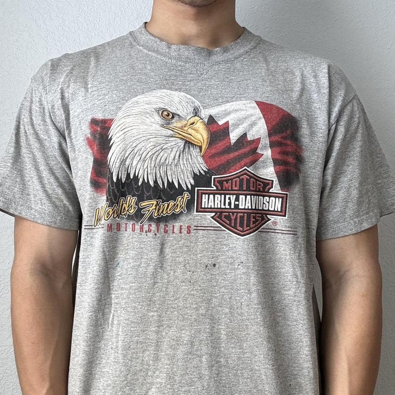 Harley Davidson × Vintage Vintage Harley Davidson Canada 2000s Graphics Grey Tee Shirt Size US L / EU 52-54 / 3 - 3 Thumbnail