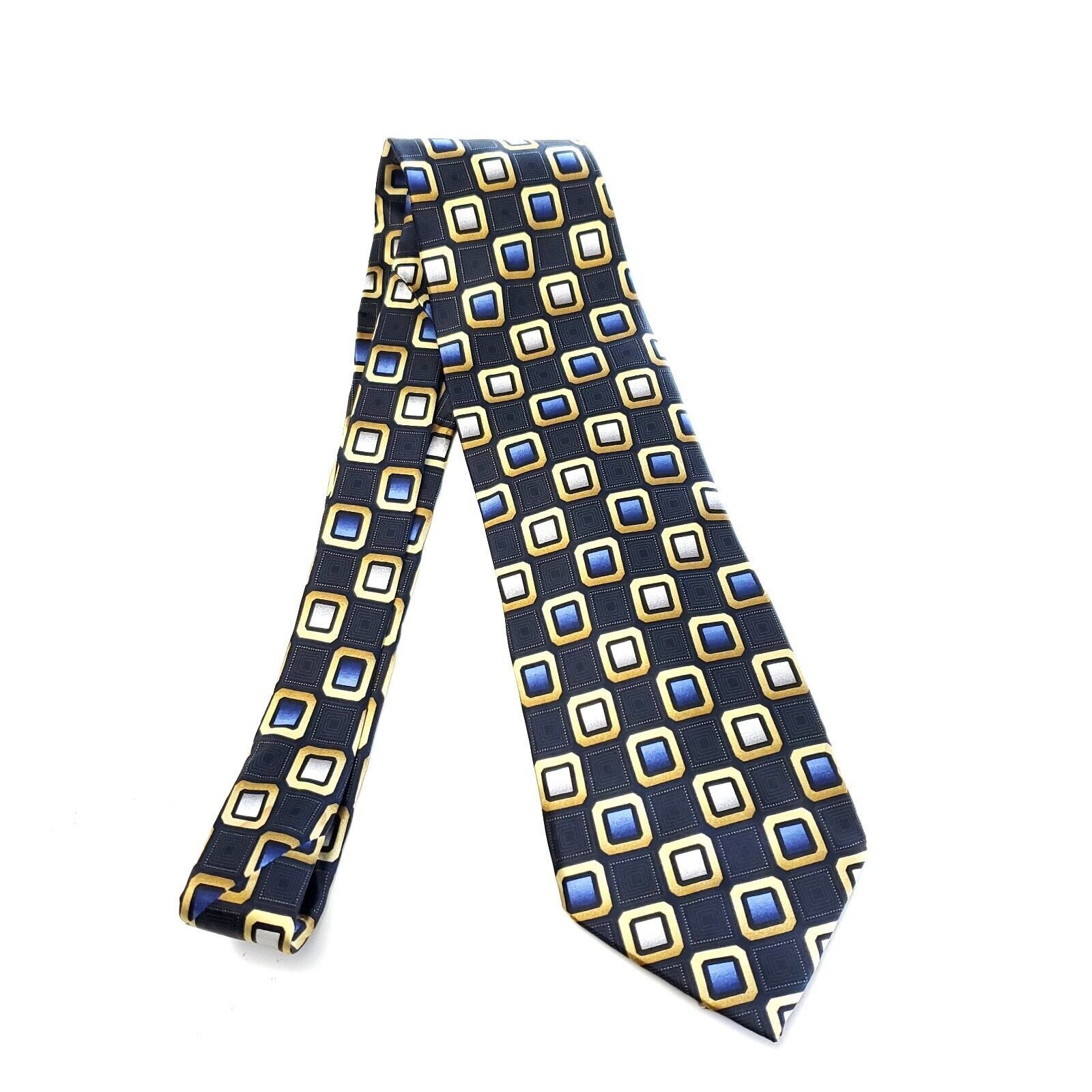 George George Blue Geometric Print Wide Silk Tie Size ONE SIZE - 6 Thumbnail