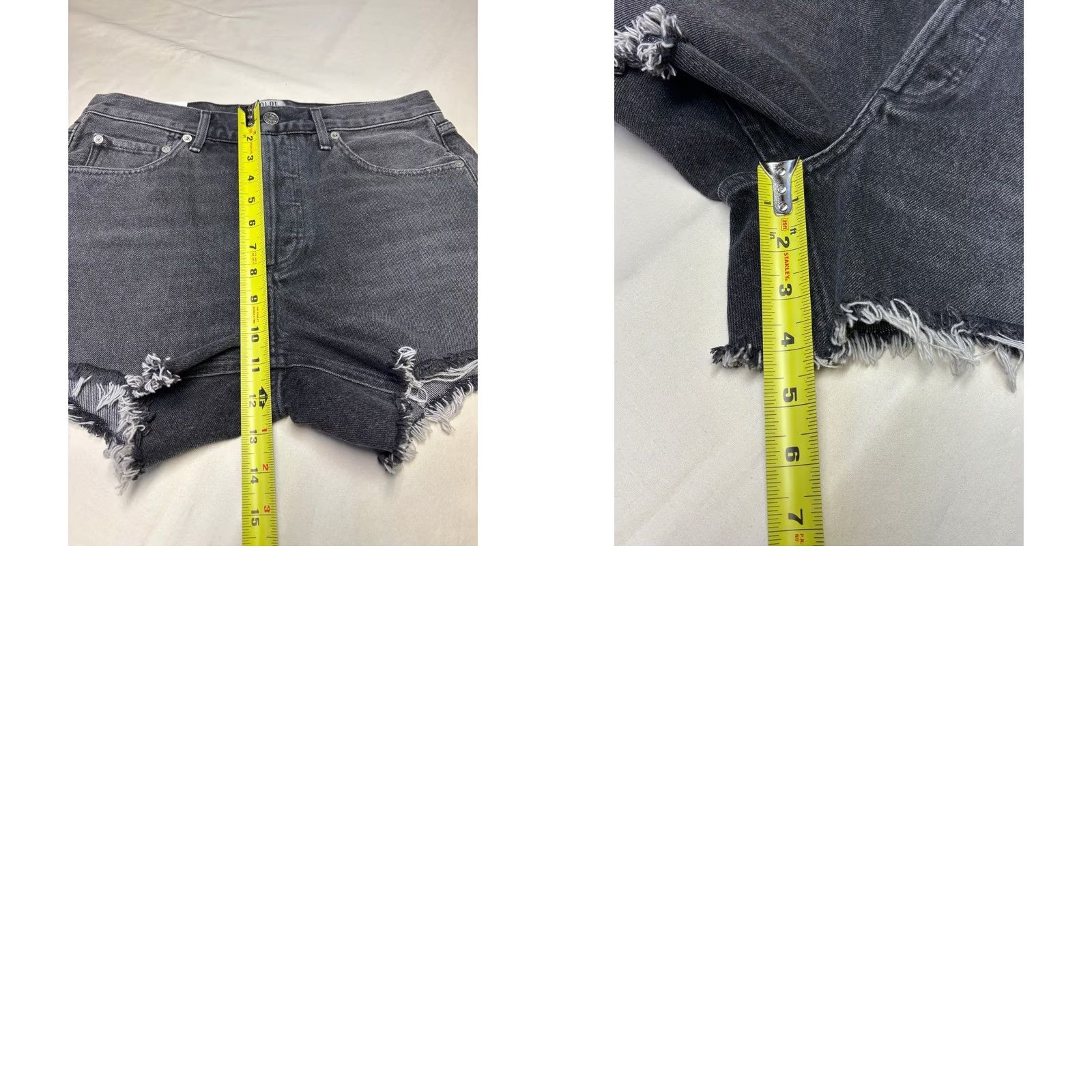 Agolde AGOLDE Micah Shorts Size 26 Black Denim Boyfriend Distressed Raw Hem NWT Size 26" / US 2 / IT 38 - 8 Thumbnail