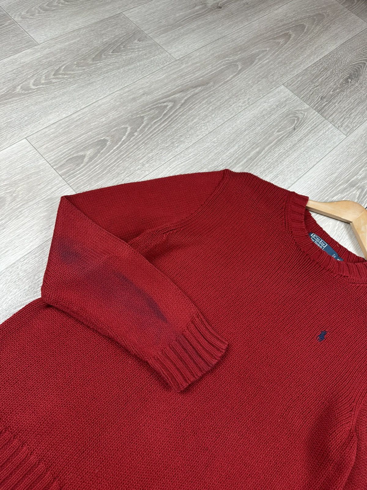 Polo Ralph Lauren × Ralph Lauren × Vintage Vintage 90s knitted PRL Polo Ralph Lauren Red Basic Sweater Size US M / EU 48-50 / 2 - 5 Thumbnail