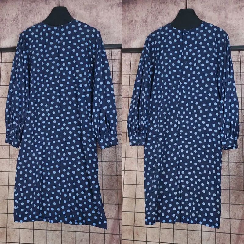 Dior Dior Navy Polka Dot Silk Dress Size M 0089 Size M / US 6-8 / IT 42-44 - 1 Thumbnail
