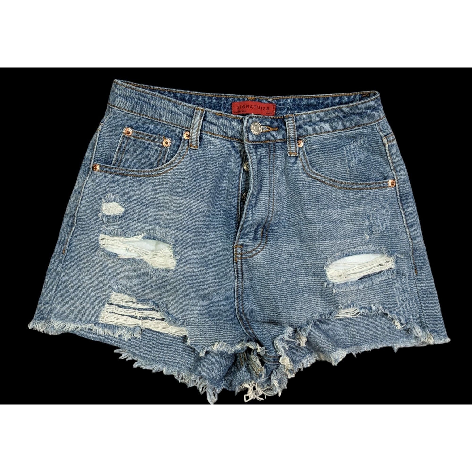 Other Distressed High Rise Four Button Denim Shorts by Signature 8 Size 28" / US 6 / IT 42 - 1 Thumbnail