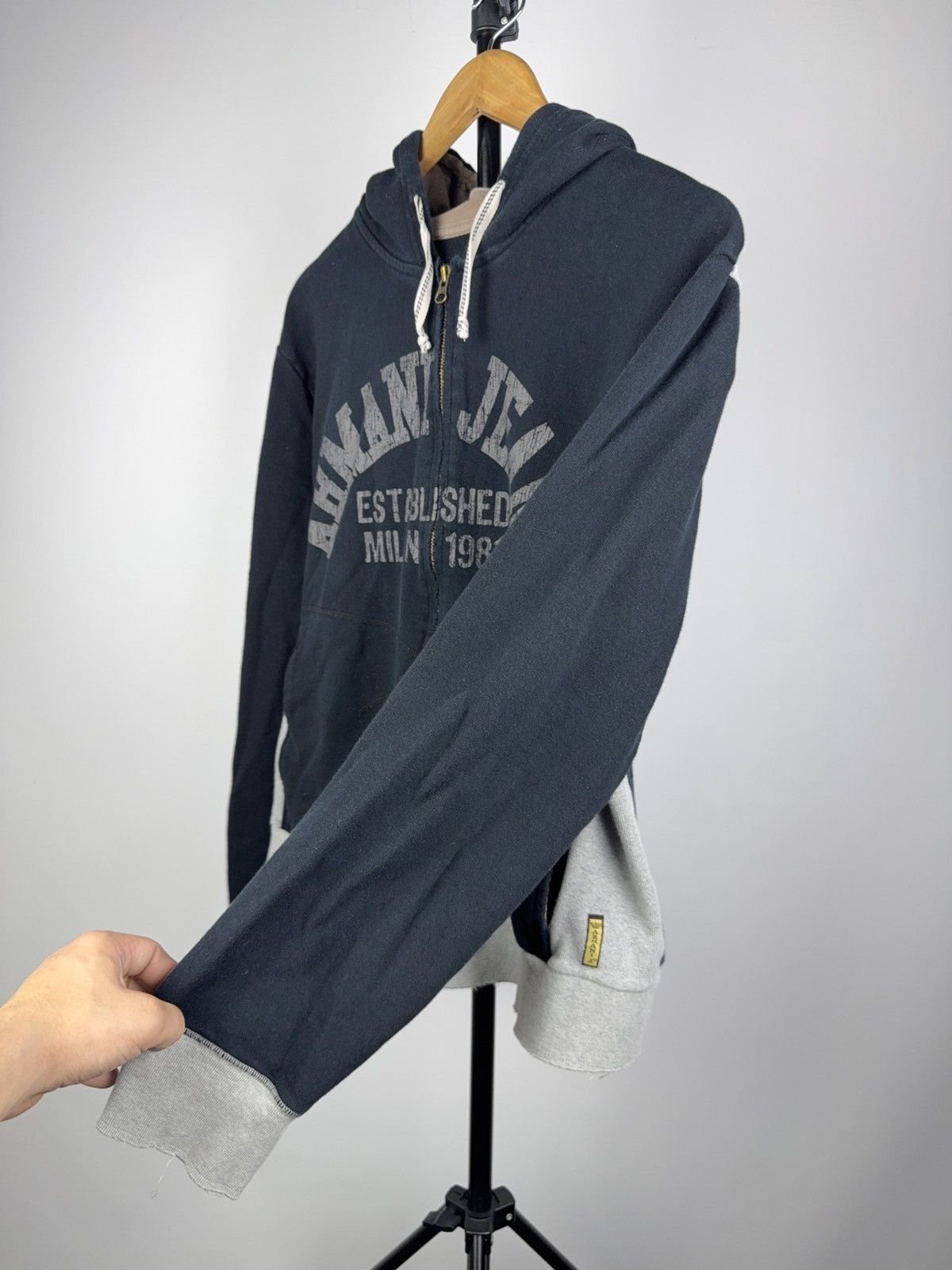 Armani Vintage 00s Retro Distressed Armani Jeans Luxury hoodie Y2K Size L / US 10 / IT 46 - 6 Thumbnail
