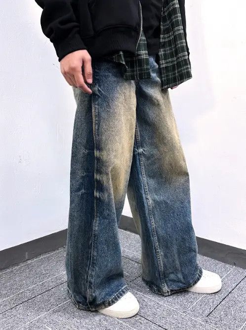 VIBE Distressed washed loose wide-leg scimitar jeans Size US 32 / EU 48 - 3 Thumbnail