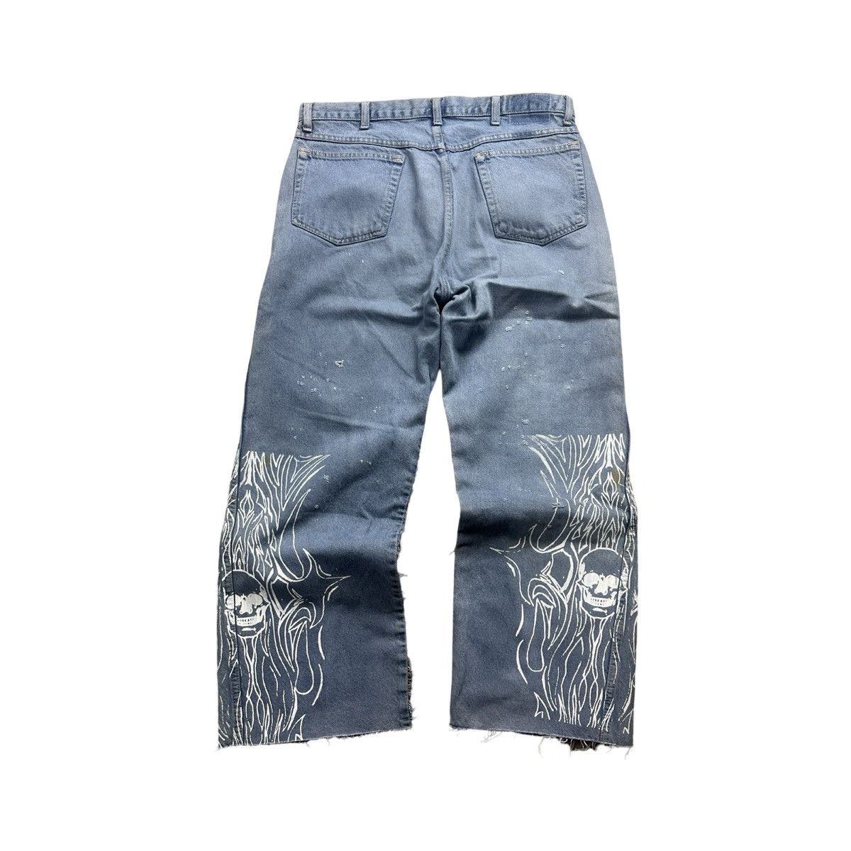 Japanese Brand Baggy Sashiko Skull Denim Midnight Wash 36x28 Size US 36 / EU 52 - 7 Thumbnail