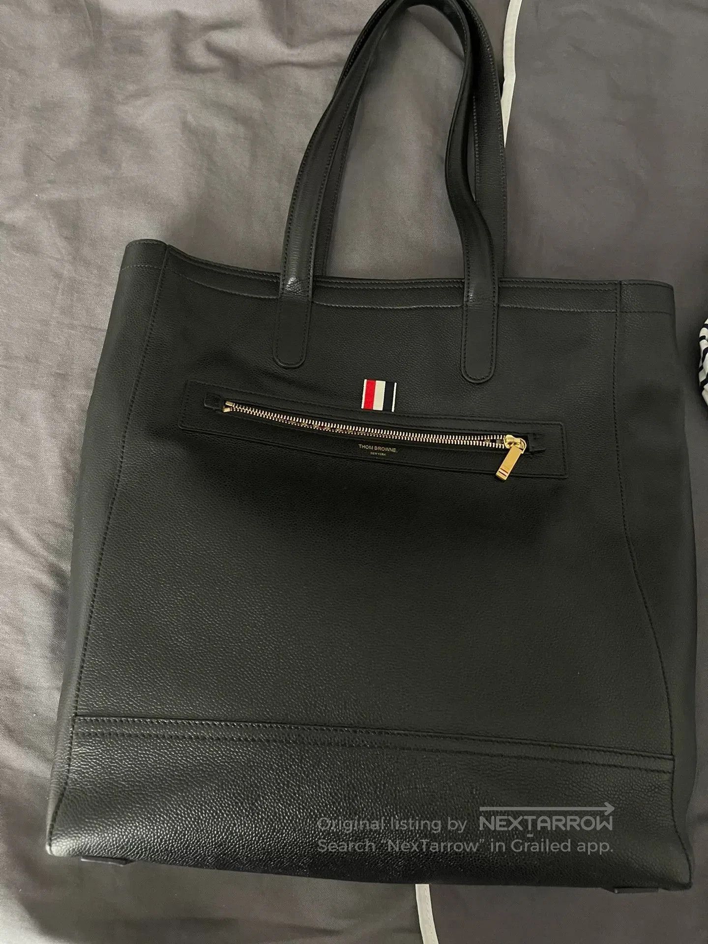 Thom Browne thom browne black tote bag with leather texture. Size ONE SIZE - 1 Thumbnail