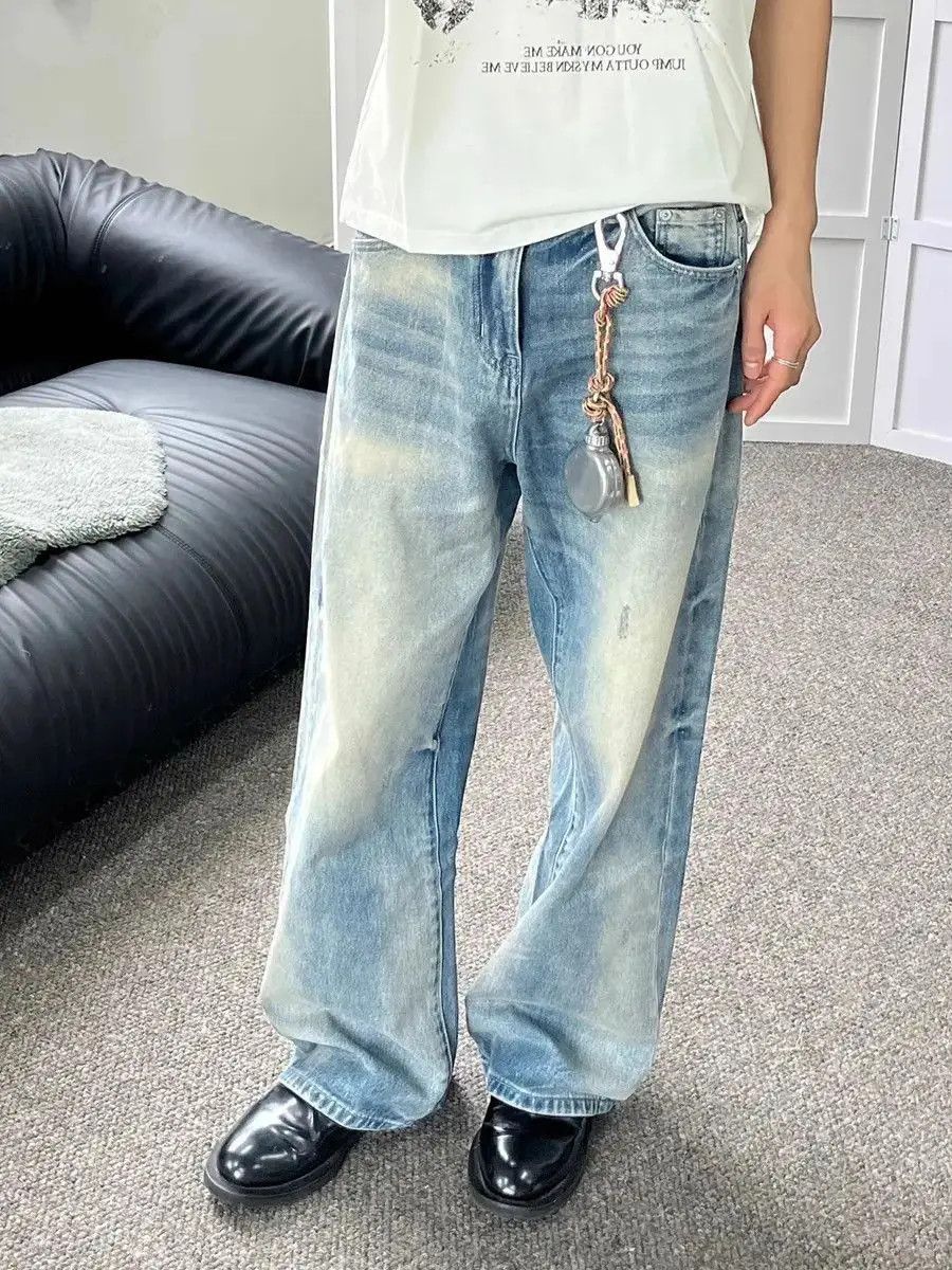 Japanese Brand Loose straight leg light colored jeans Size US 32 / EU 48 - 4 Thumbnail