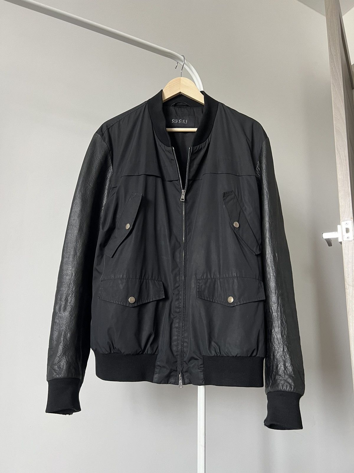 Gucci Gucci Bomber Jacket Leather Sleeve Rare Old Money Size US L / EU 52-54 / 3 - 3 Thumbnail