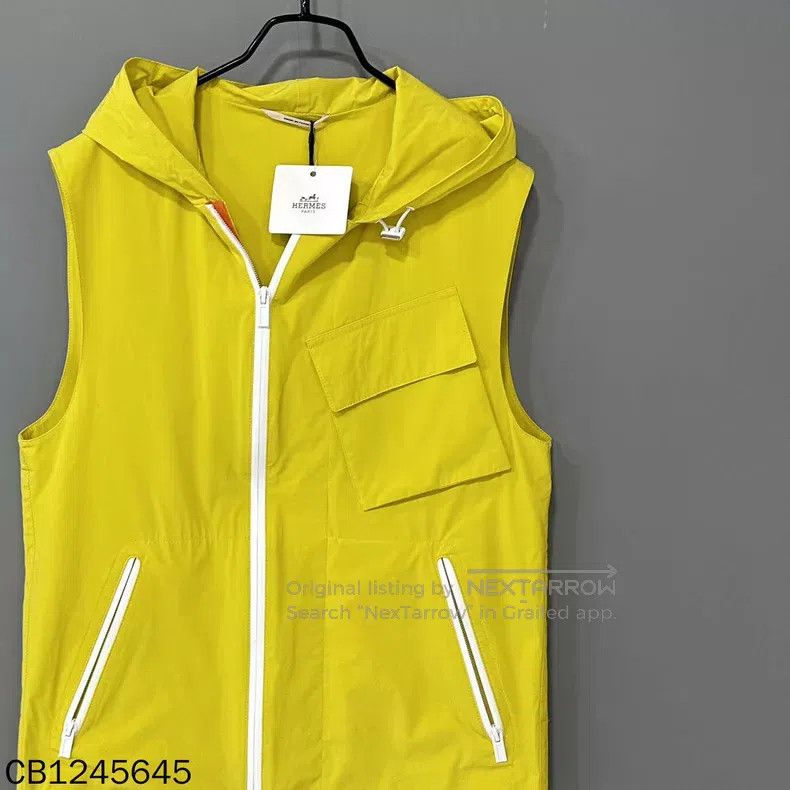 Hermes Hermes Neon Yellow Tech Fabric Sleeveless Jacket Size L / US 10 / IT 46 - 2 Thumbnail