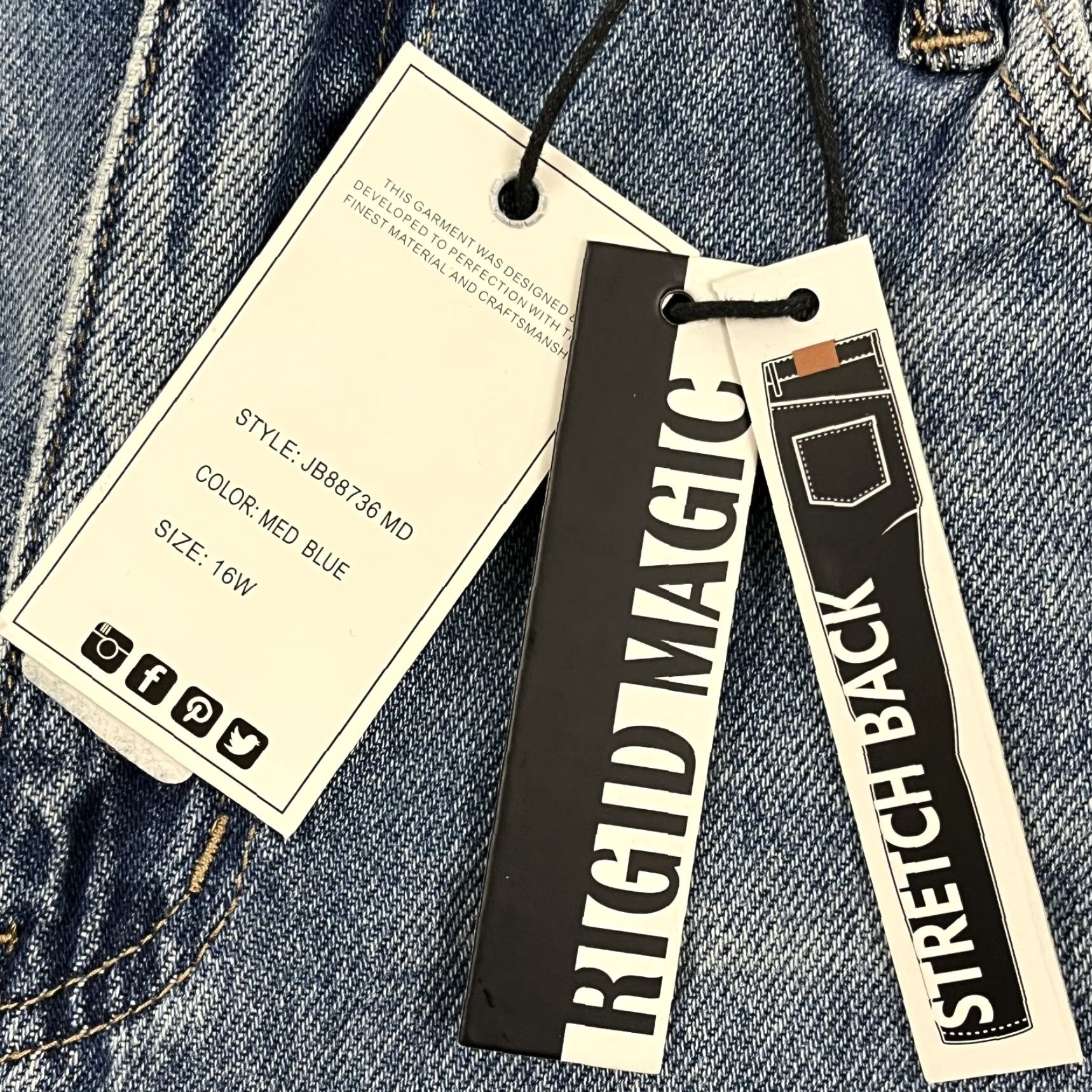 Vintage Judy Blue Jeans Women 16W / W36 L28 Straight Fit Distressed Stretch NEW Denim Jeans City College 90s Womens Size 38" / US 16 / IT 52 - 7 Thumbnail