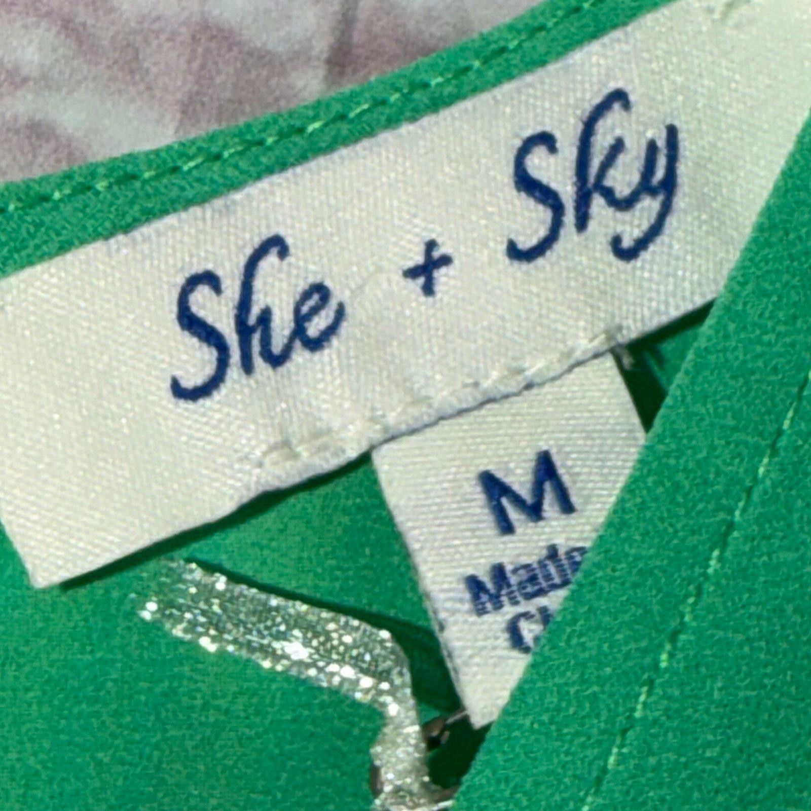 Other She + Sky Medium Green Knot Front Blouse NWT Size M / US 6-8 / IT 42-44 - 5 Thumbnail