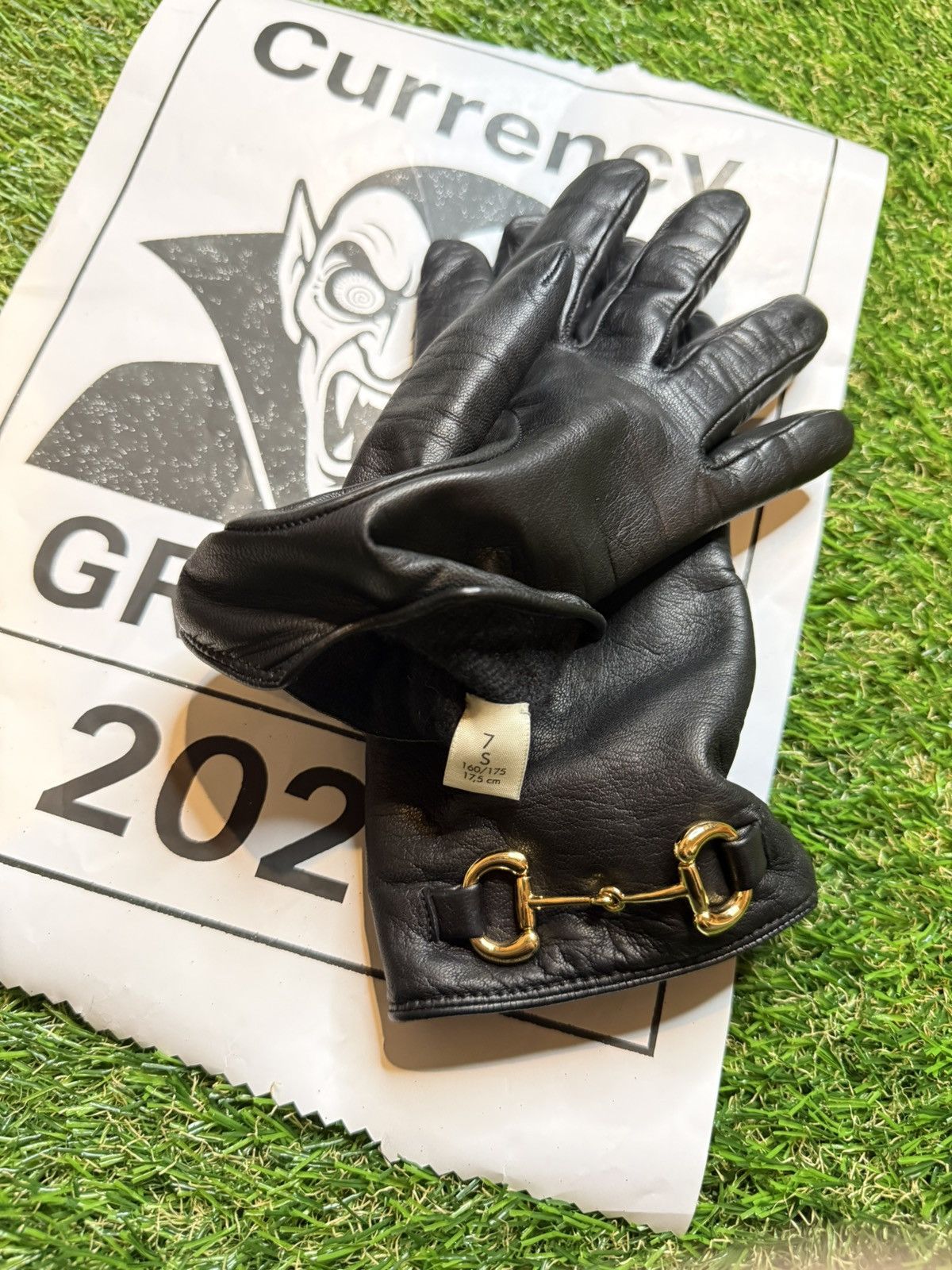 Gucci $840MSRP Demna Gucci Gold Horsebit Lambskin Leather Glove Size ONE SIZE - 9 Thumbnail