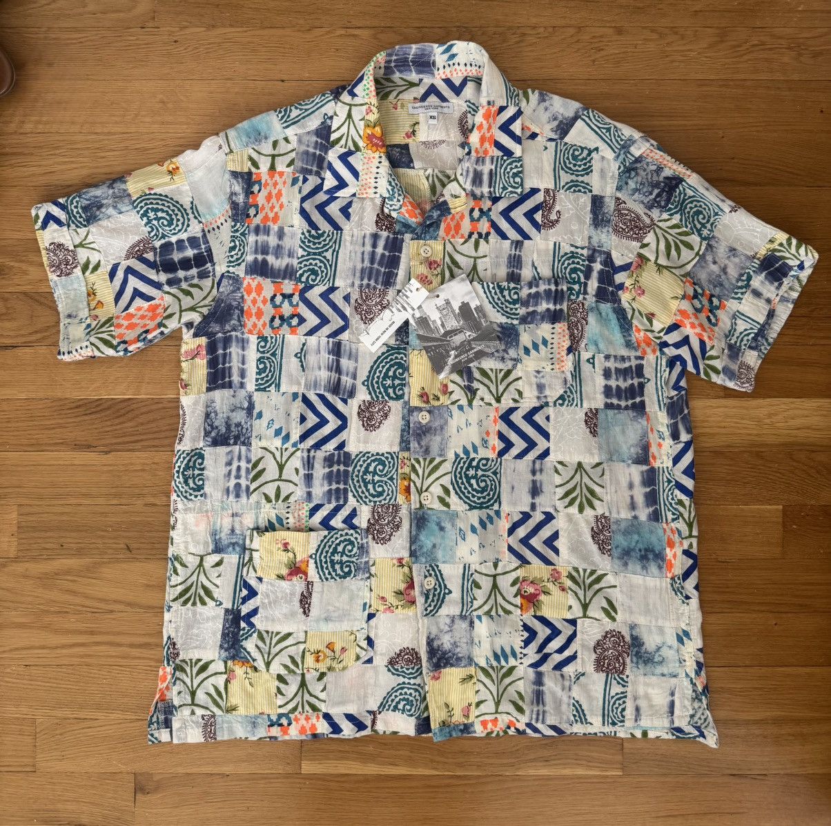 Engineered Garments Engineered Garments White Blue Patchwork Ethno Print Camp Size US XS / EU 42 / 0 - 1 Thumbnail