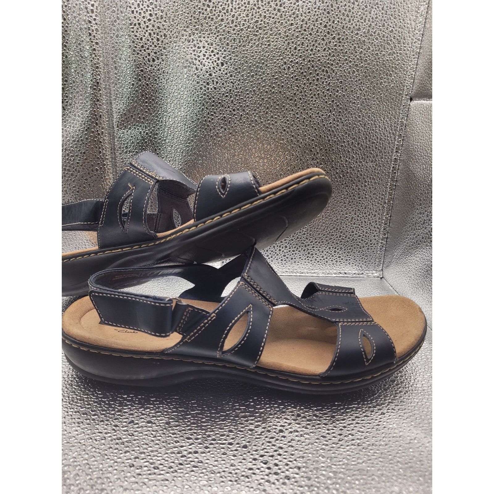 Clarks Clarks Women Navy Sandals Adjustable Velcro Strap Sz 9.5 Size US 9.5 / IT 39.5 - 4 Thumbnail