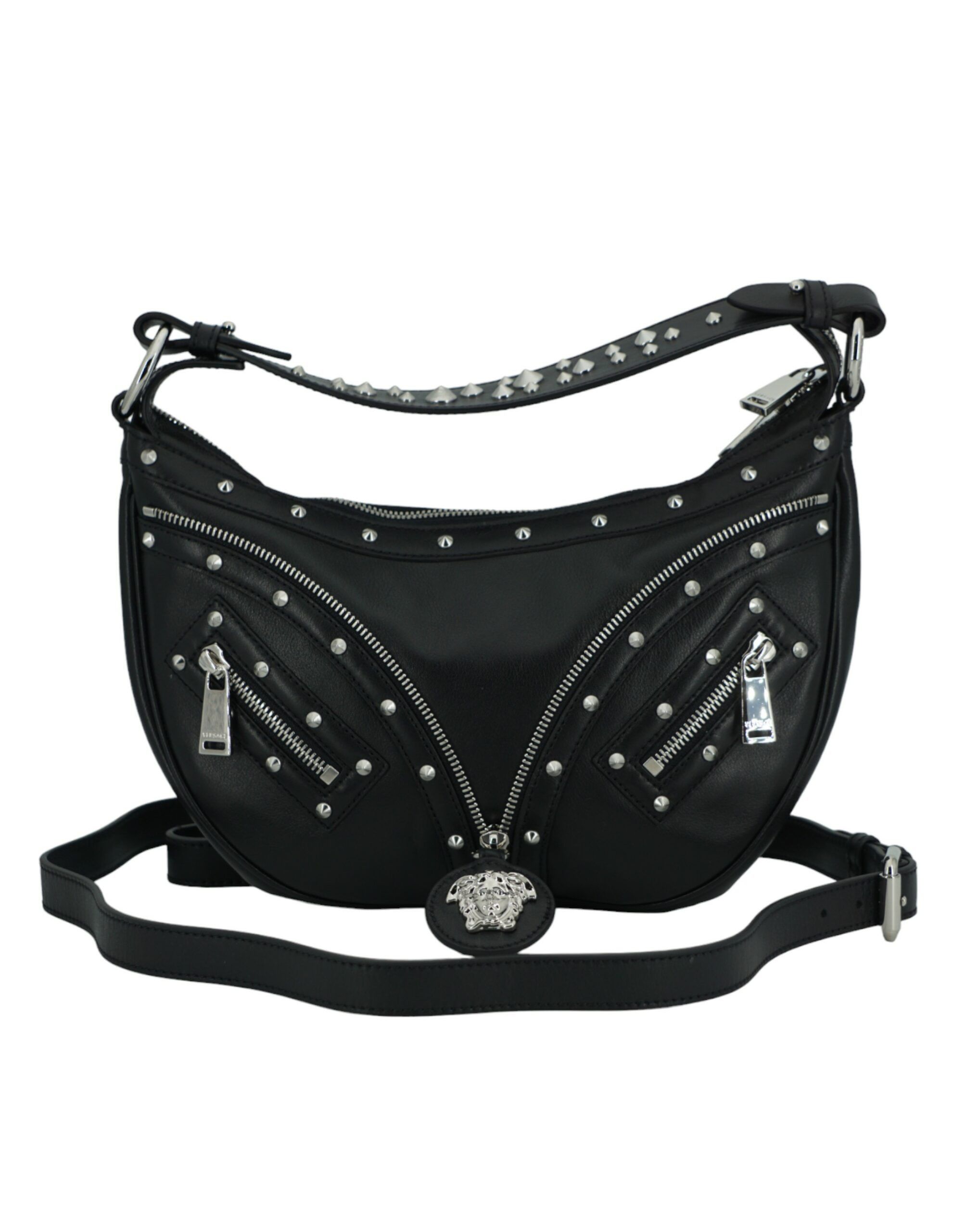 Versace Elegant Black Leather Hobo Shoulder Women's Bag Size ONE SIZE - 1 Thumbnail