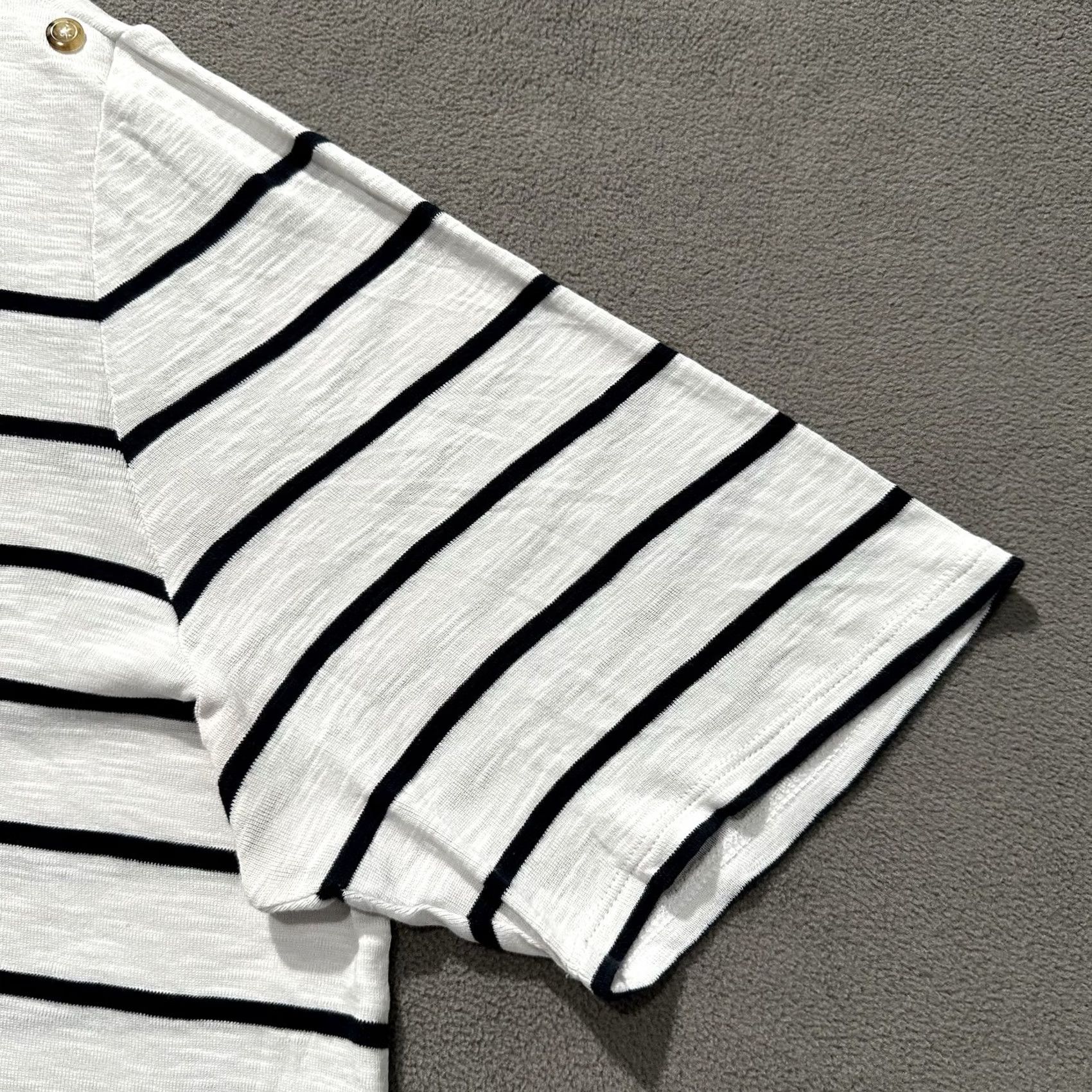J. Jill J Jill Shirt Womens XL White Black Striped Boat Neck Shoulder Buttons GUC Size XL / US 12-14 / IT 48-50 - 4 Thumbnail