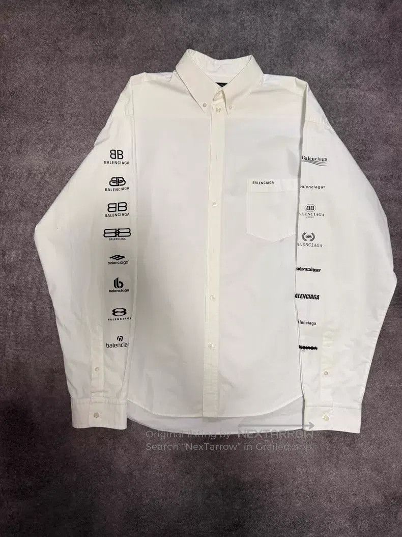 Balenciaga Balenciaga Embroidered Logo Long Sleeve Shirt Size US XXS / EU 40 - 1 Thumbnail