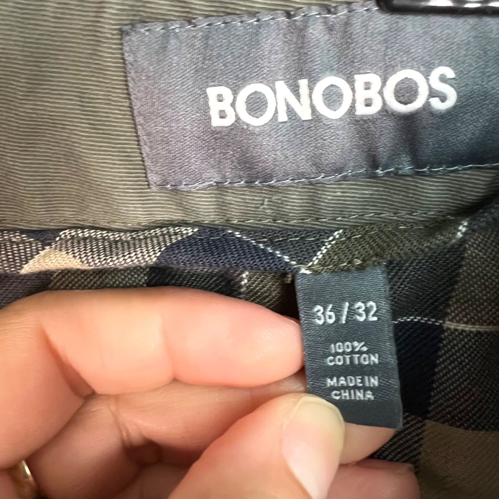 Bonobos Bonobos Mens Size 36 x 32 Olive Green Straight Leg Chino Pants 100% Cotton Size US 36 / EU 52 - 3 Thumbnail