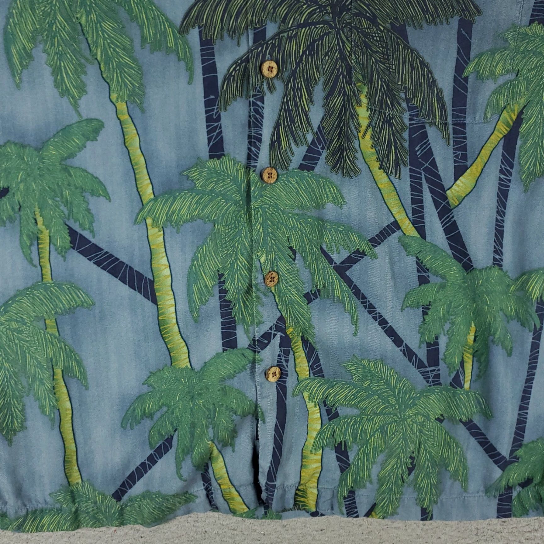 Tommy Bahama Tommy Bahama Shirt Mens XL Blue Palm Tree Print Silk Hawaiian Button Up Size US XL / EU 56 / 4 - 3 Thumbnail