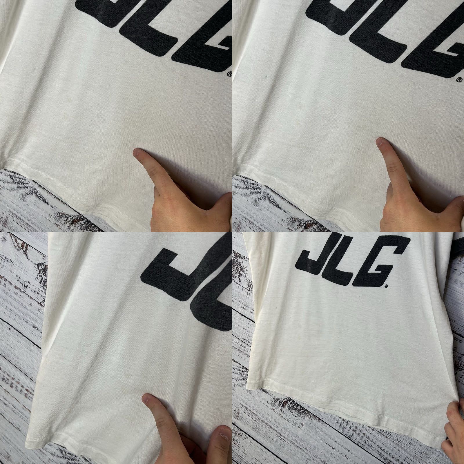 Champion Vtg 80s JLG Industries Construction Equipment Paper Thin Ringer T-Shirt Medium Mens Ivory 90s Colorful Champion Shirt Tee (Men) Size US M / EU 48-50 / 2 - 8 Thumbnail