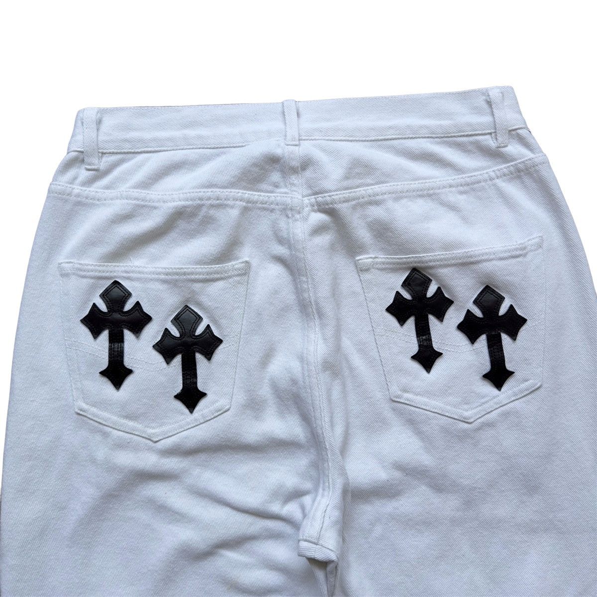 Japanese Brand Atrocity Exhibition Cross Patch Flared Denim Jeans Size US 31 - 3 Thumbnail