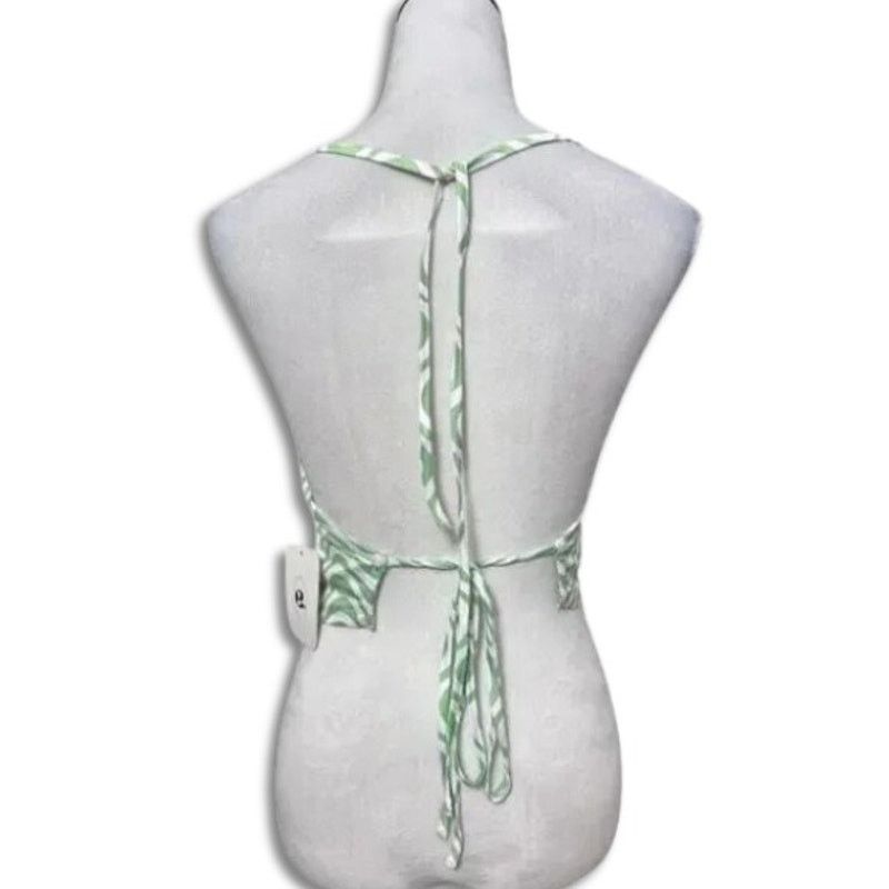 Other Elodie Crop Top Geometric Spaghetti Strap Backless Green L Size L / US 10 / IT 46 - 4 Thumbnail