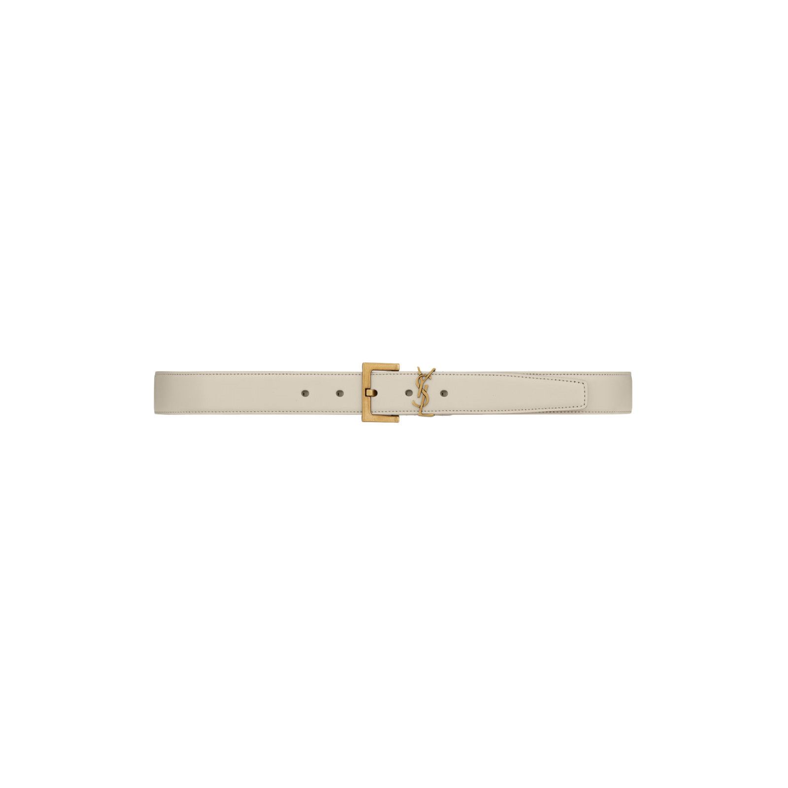 SAINT LAURENT $590 Blanc Vintage Cassandre Leather Belt New