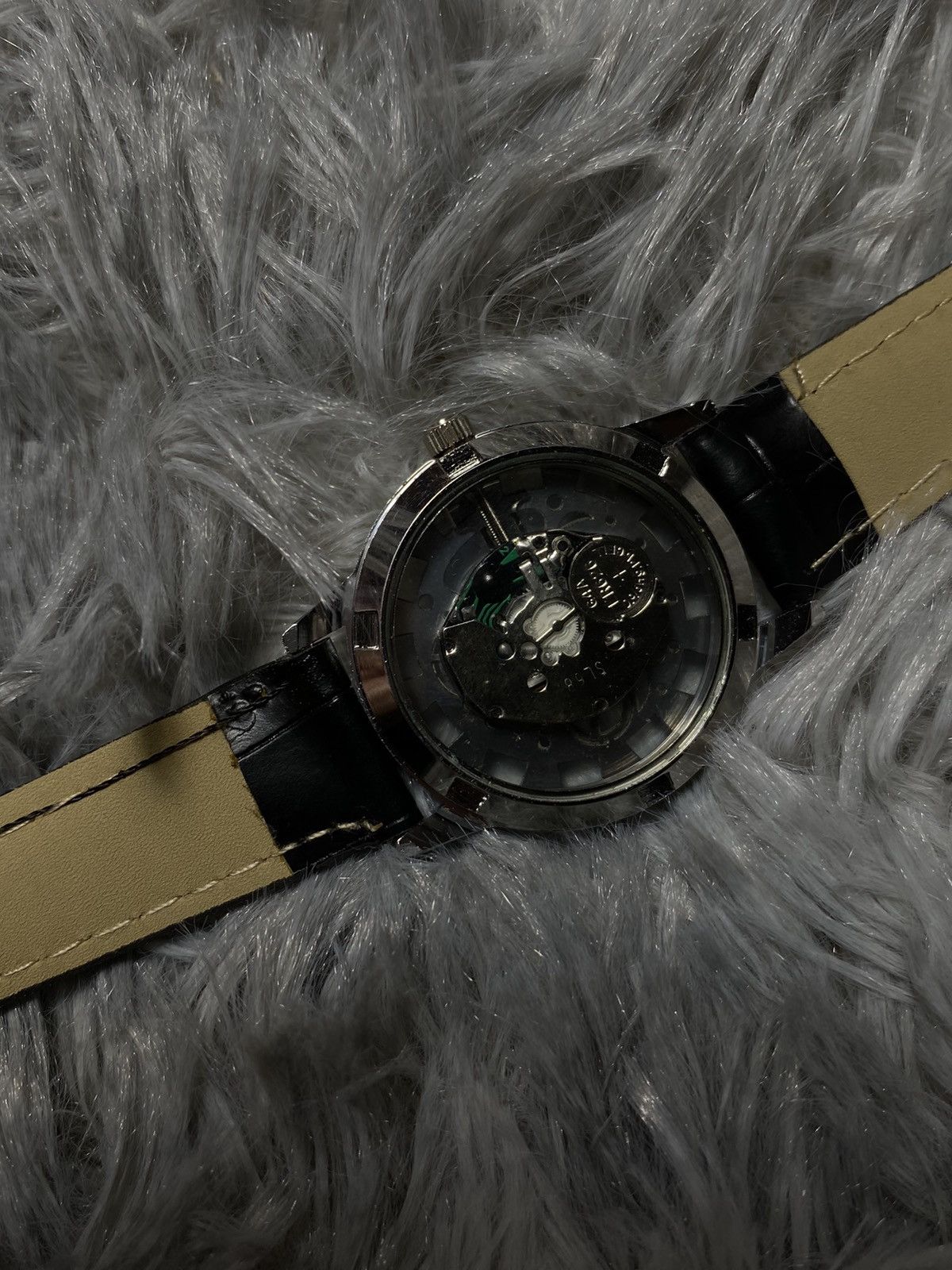 Japanese Brand Skeleton Black Leather Watch - Japanese Brand Size ONE SIZE - 6 Thumbnail
