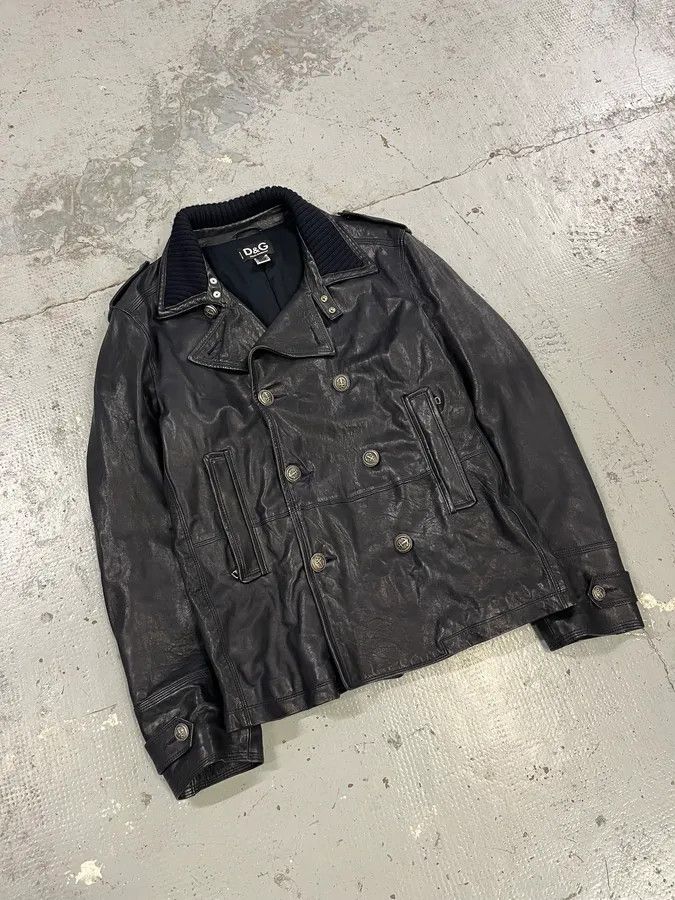 Dolce & Gabbana AW2006 Dolce & Gabbana Black Premium Officer Naval Buttoned Leather Jacket Size US M / EU 48-50 / 2 - 5 Thumbnail