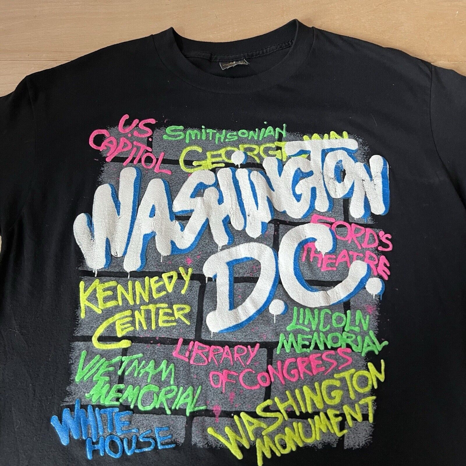 Vintage Vintage Washington DC Shirt Large Black 80s DMV Spray Paint Size US L / EU 52-54 / 3 - 3 Thumbnail