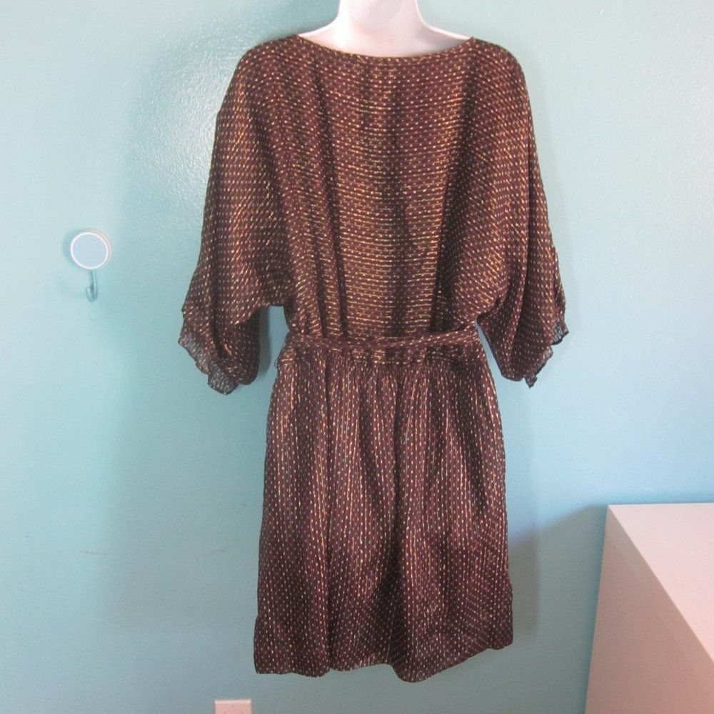 Alice San Diego Alice Ritter 2 Size 10 / Large Designer Silk Gold Metallic Brown Mini Dress Size L / US 10 / IT 46 - 5 Thumbnail