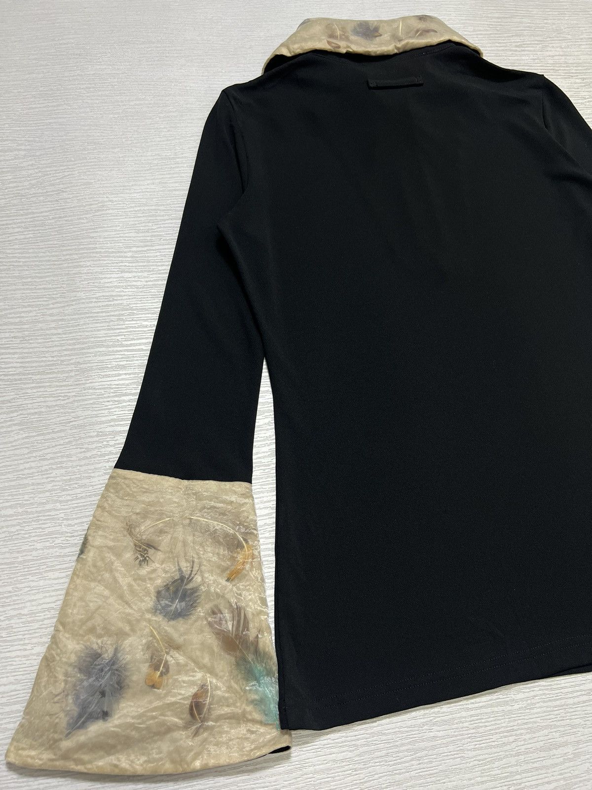 Jean Paul Gaultier 90s JPG Futuristic Feather Design Flared Cuffs Half Zip L/S Size S / US 4 / IT 40 - 13 Thumbnail