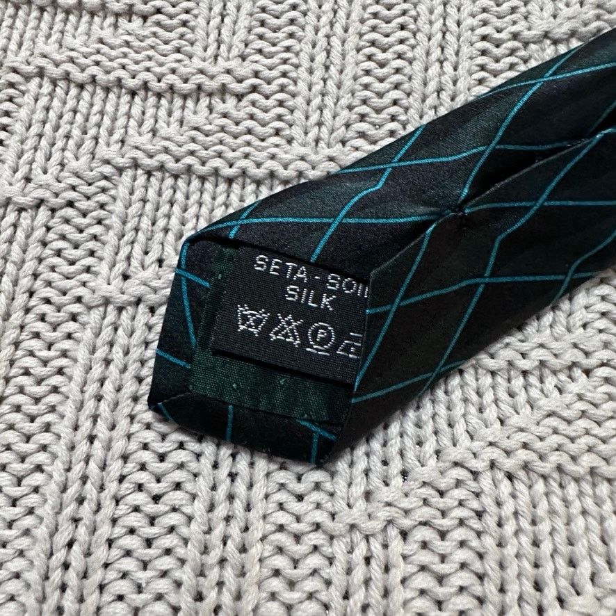 Versace Versace green and black medusa head plaid silk tie Size ONE SIZE - 5 Thumbnail