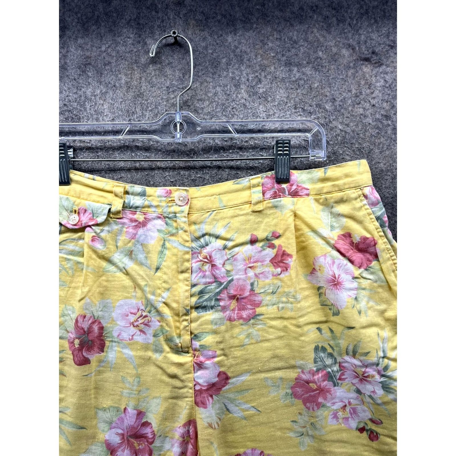 Ralph Lauren VINTAGE? No. Lauren Ralph Lauren Shorts Womens 16 Yellow Linen Chino Floral 6 Inseam Casual Size 38" / US 16 / IT 52 - 7 Thumbnail