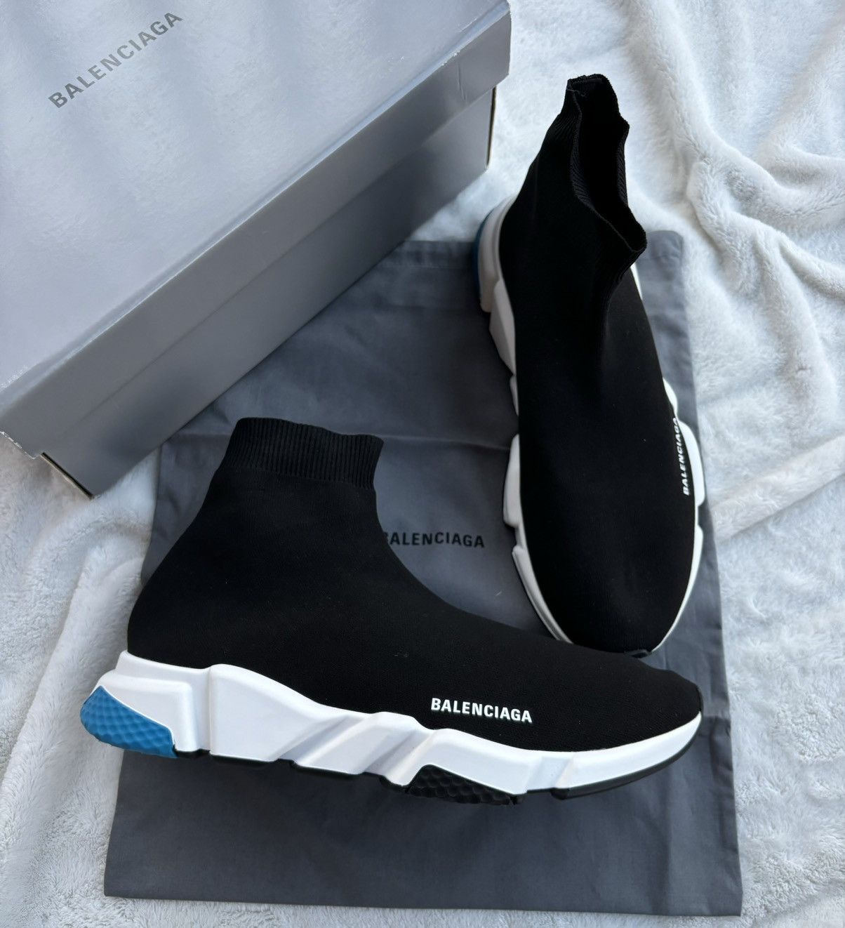 Other Balenciaga Black/White/Blue Speed Runners Size US 14 / EU 47 - 1 Thumbnail