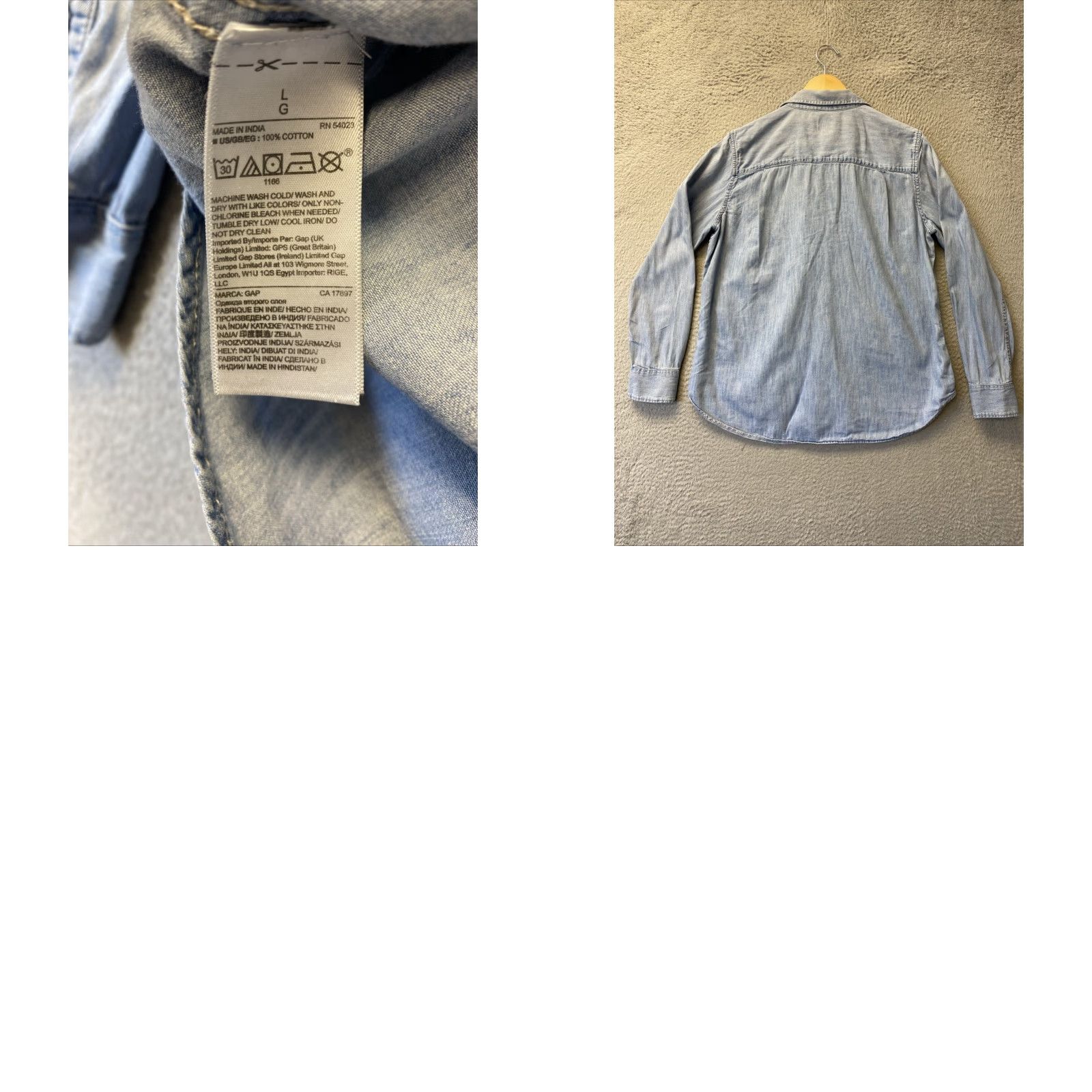 Gap VINTAGE GAP Denim Dress Women's Large Blue Long Sleeve Button Pockets Casual Formal Party 138-18 Size L / US 10 / IT 46 - 8 Thumbnail