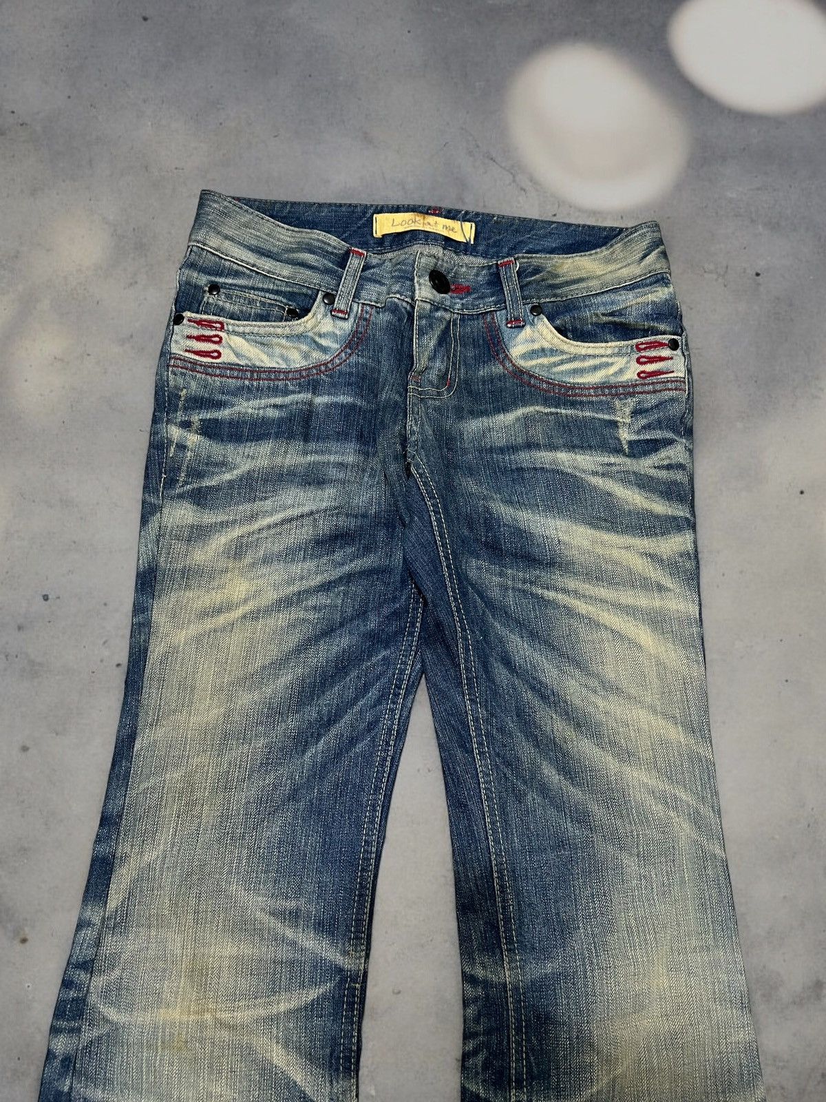 If Six Was Nine × Le Grande Bleu (L.G.B.) × Vintage Look.at.me denim Low Rise Flare Jeans Size US 28 / EU 44 - 4 Thumbnail