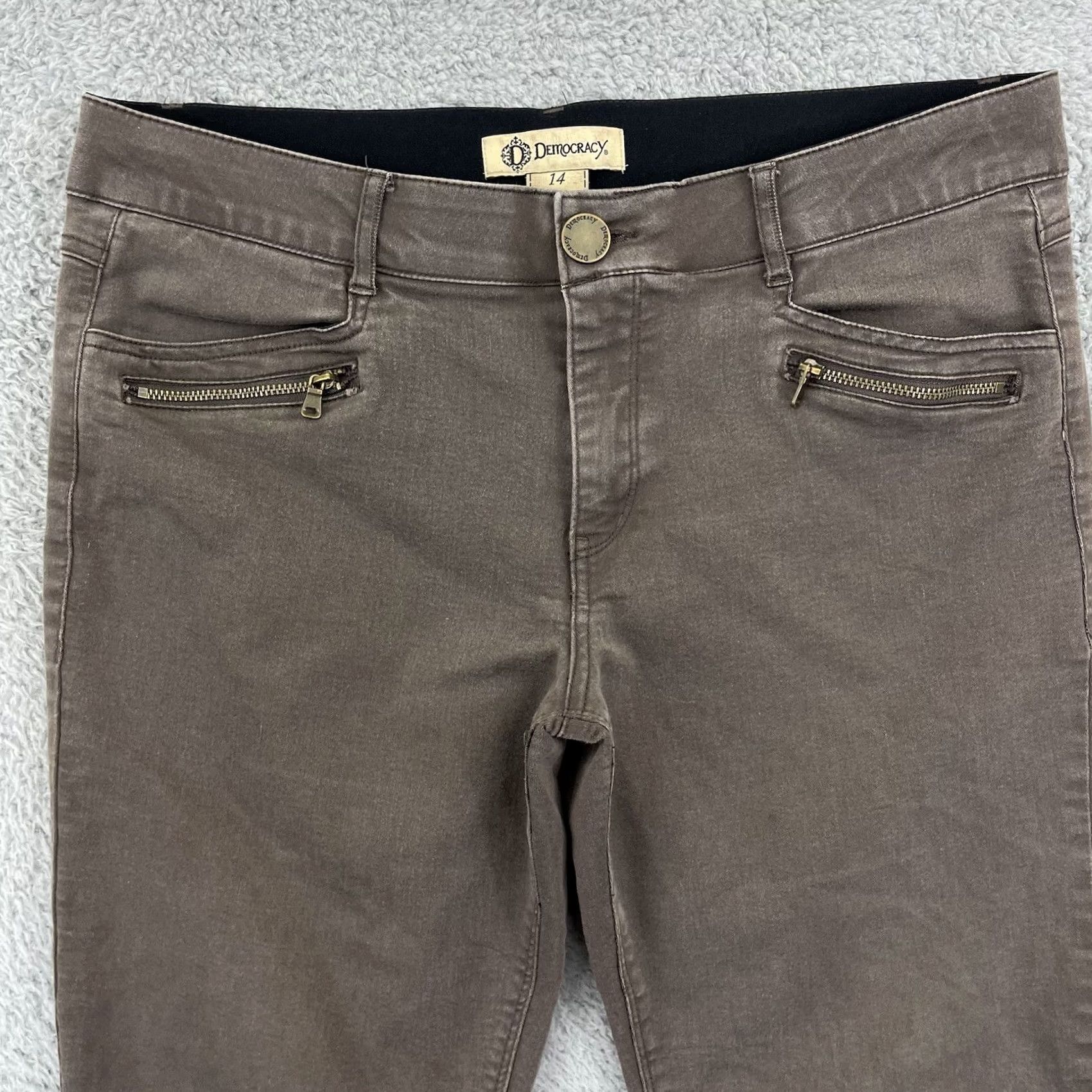 Vintage Democracy Jeans Pants Capri 14 Brown Ab Technology Stretch 5-Pocket Denim Slim Women College Casual Retro 14 Womens Size 36" / US 14 / IT 50 - 4 Thumbnail