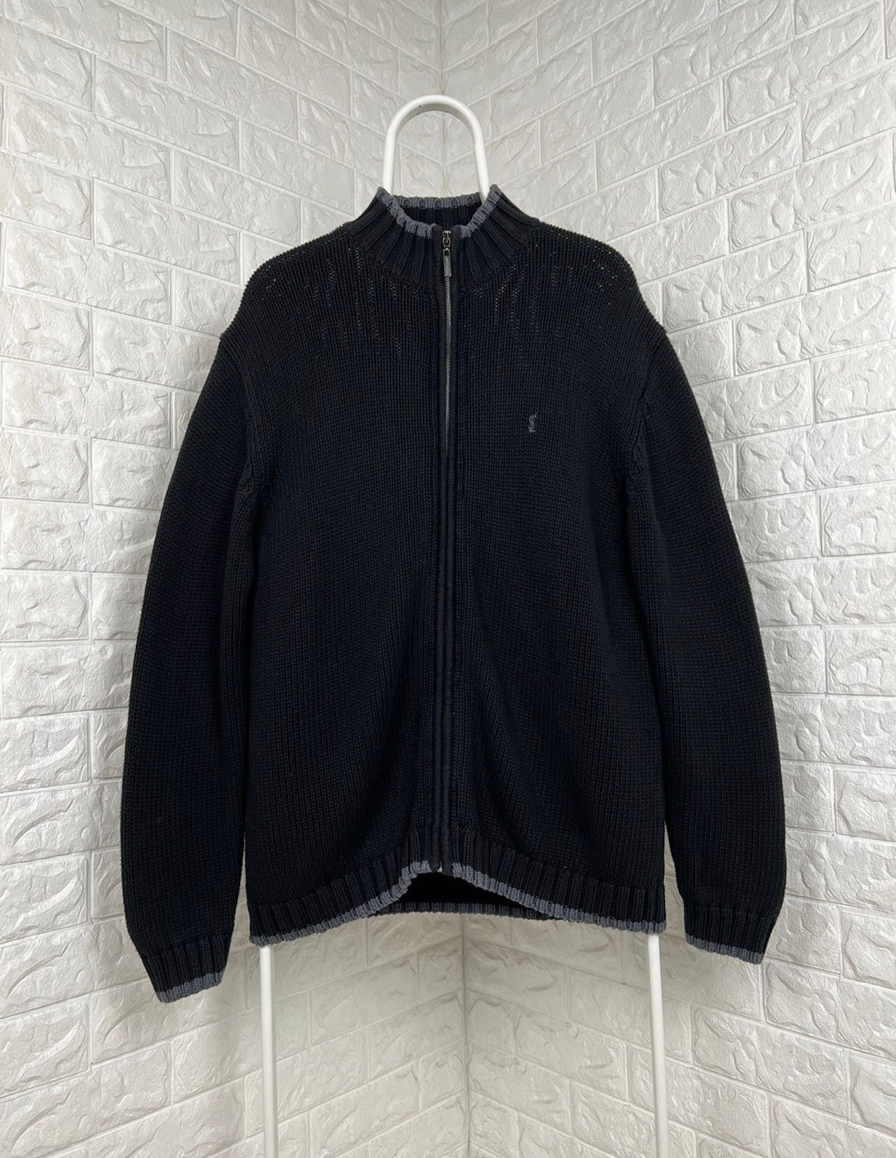 Pre-owned Vintage Yves Saint Laurent Zip Up Sweater In Black