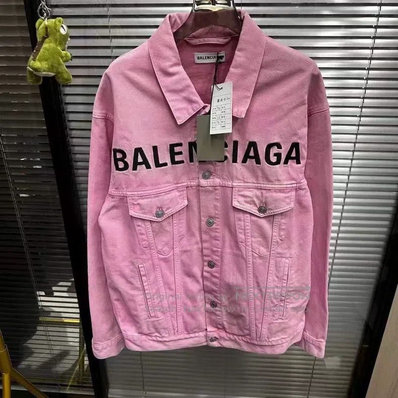 Balenciaga Balenciaga Pink chest logo denim jacket Size XXS / US 00 / IT 34 - 1 Thumbnail