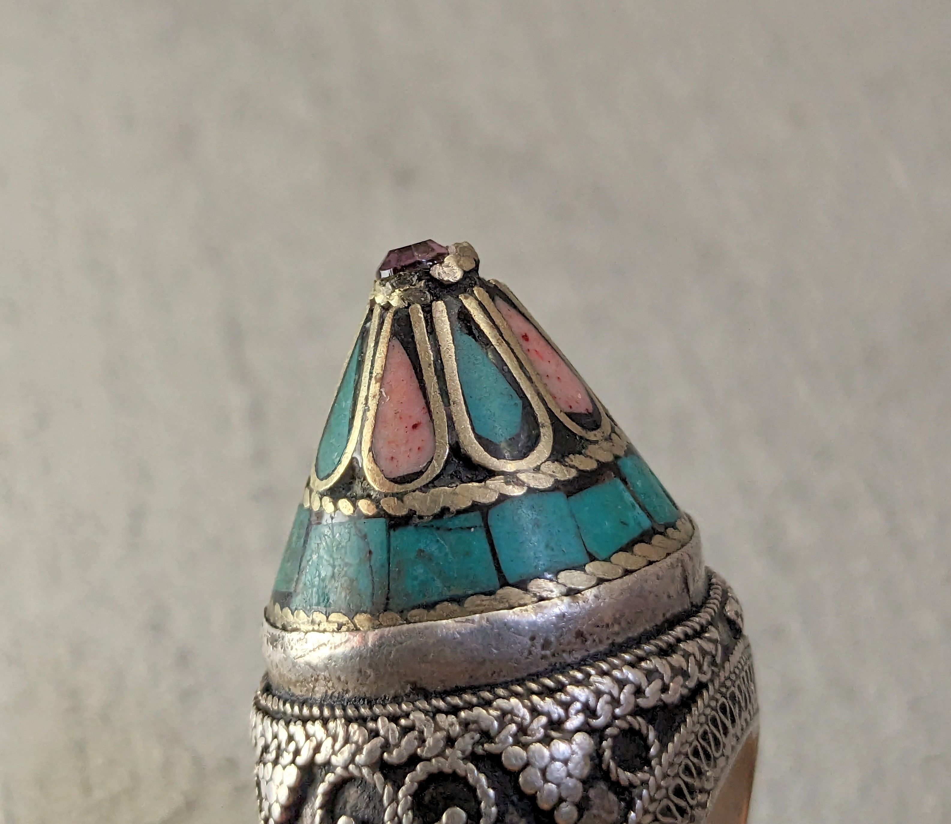 Jewelry Vintage Coral Turquoise Ring 8.5 Tribal Kuchi Afghanistan Size ONE SIZE - 8 Thumbnail
