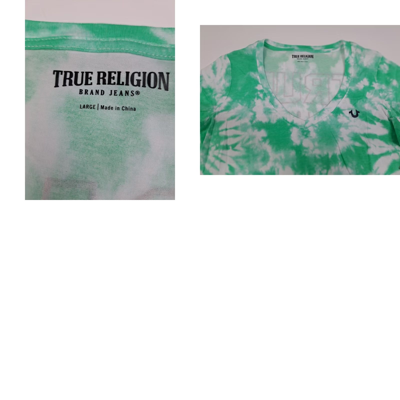 True Religion True Religion Buddha Logo V-Neck Tee T-Shirt L Mint Tie Dye Women’s Regular Size Green TieDye Graphic Print 100% Cotton Short Sleeve NWT Size L / US 10 / IT 46 - 8 Thumbnail