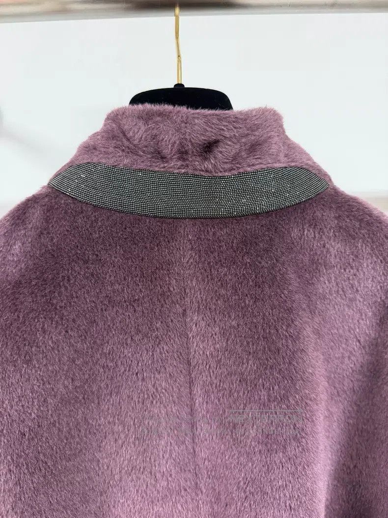 Brunello Cucinelli Brunello Cucinelli Alpaca Wool Robe Coat, Grape Purple Size XS / US 0-2 / IT 36-38 - 2 Thumbnail