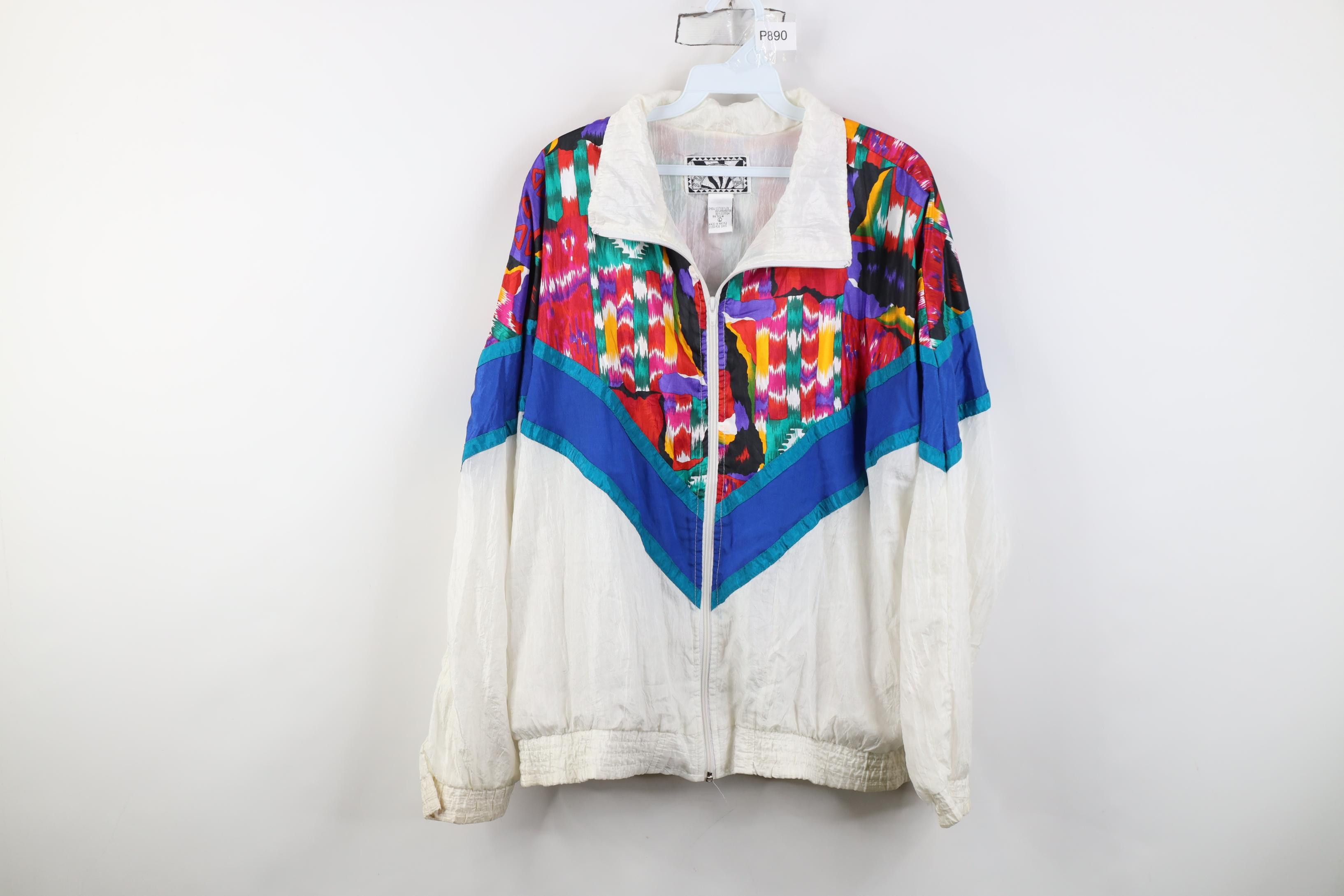 Vintage Vintage 90s Streetwear Rainbow Lined Windbreaker Jacket Size L / US 10 / IT 46 - 1 Thumbnail