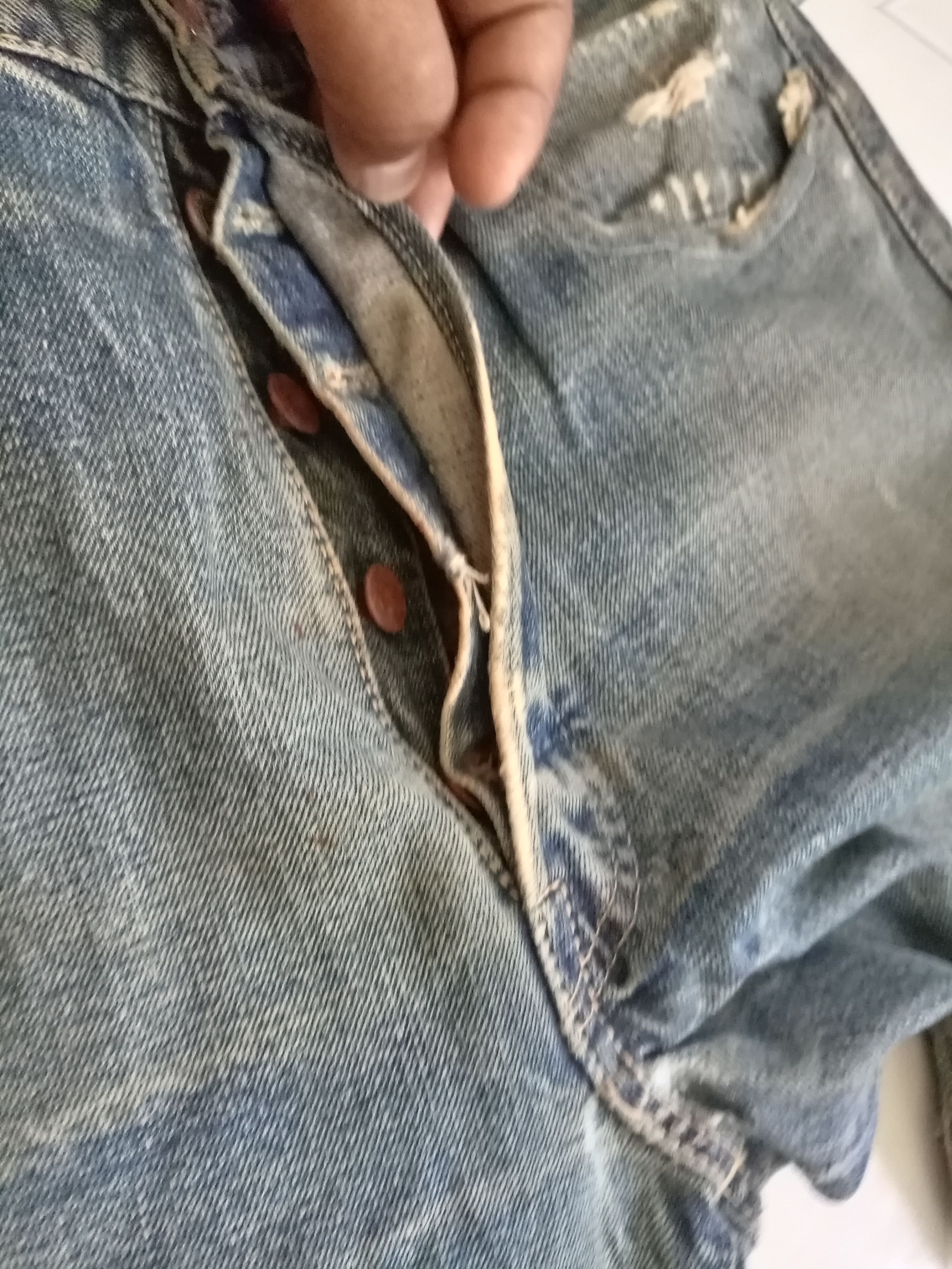 Levi's Vintage Levi's 501xx big E distressed jeans Size US 31 - 19 Thumbnail