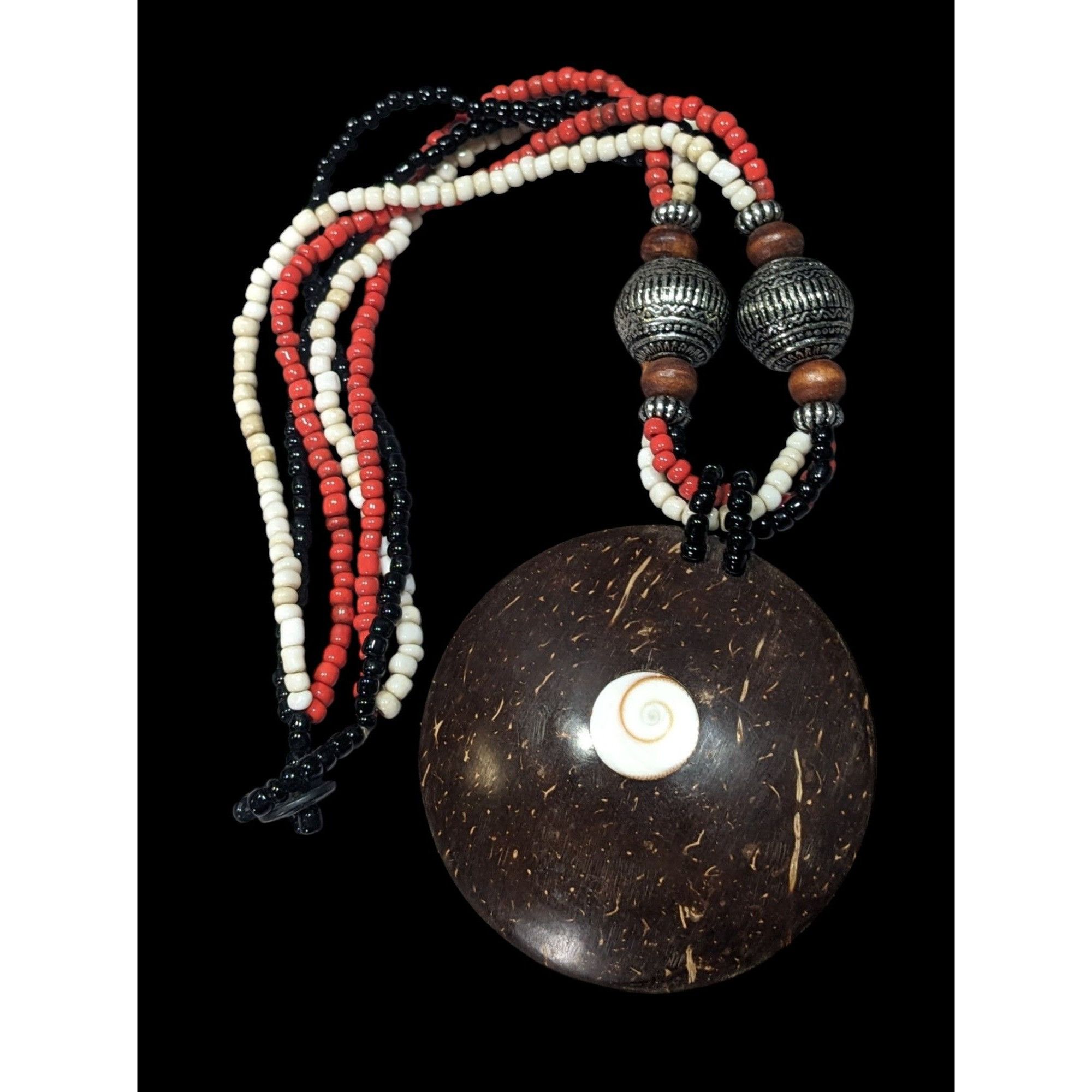 Other Beachy Bohemian Coco Wood Shell Pendant Necklace With Shell Size ONE SIZE - 1 Thumbnail