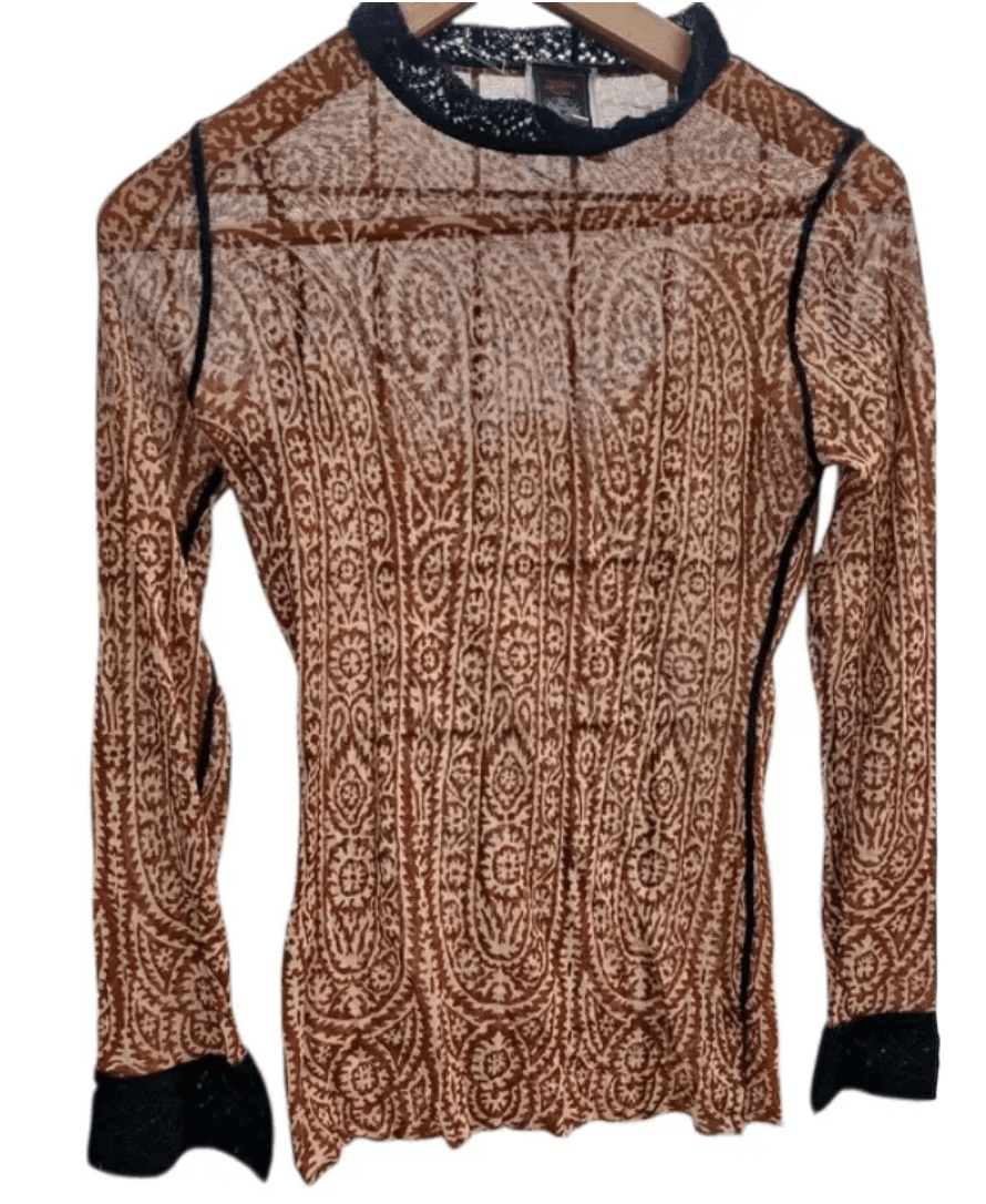 Jean Paul Gaultier × Vintage Jean Paul Gaultier Mesh Top Printed Dress Jacket Coat EX0047 Size L / US 10 / IT 46 - 1 Thumbnail