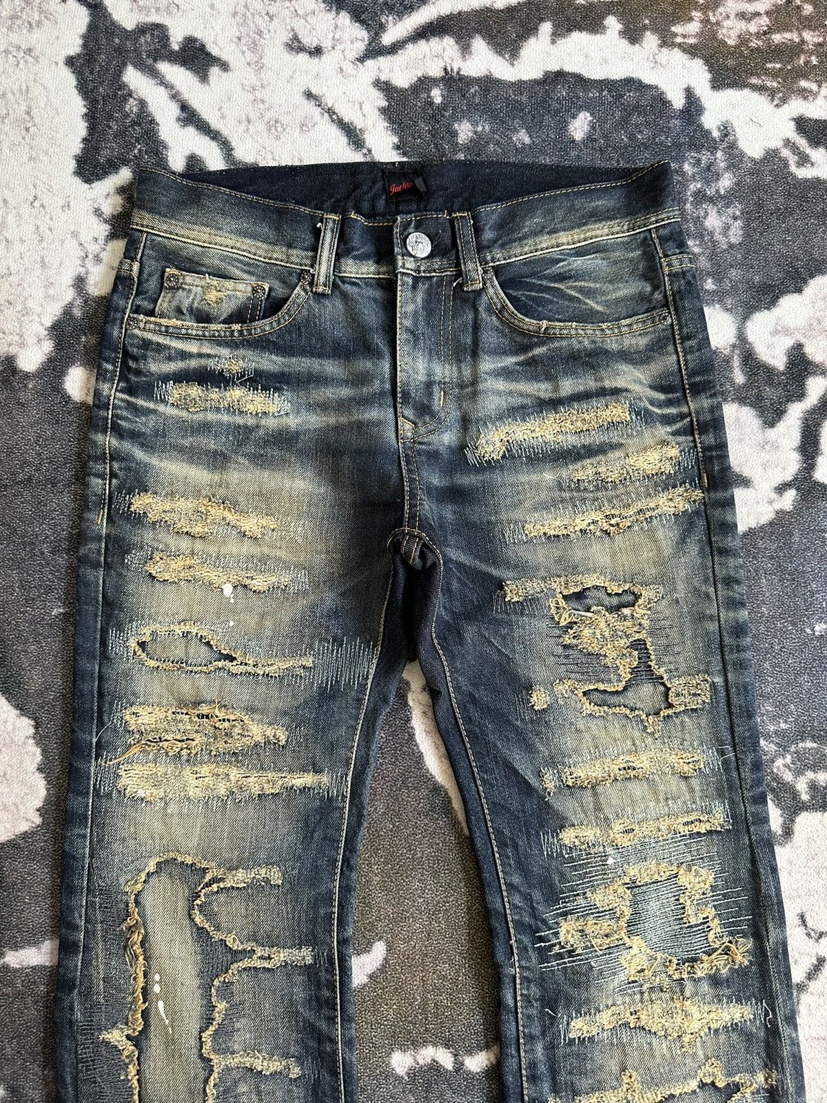 JACKROSE 00's Jackrose j-rock tribe couture boro denim jeans Size US 31 - 3 Thumbnail