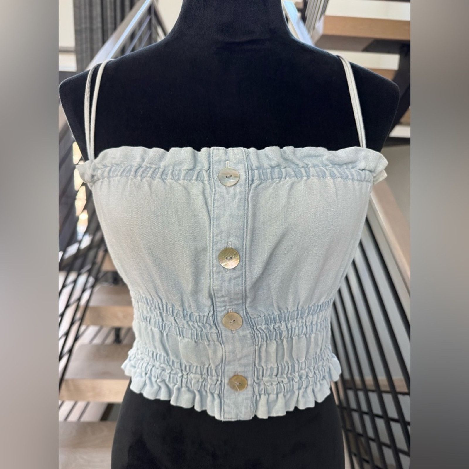 Zara New Zara Light Blue Women's Smocked Top size XS Size S / US 4 / IT 40 - 4 Thumbnail
