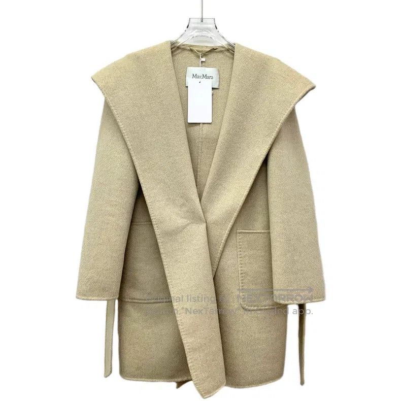 Max Mara Max Mara Khaki Goat Hair Hooded Belted Long Sleeve Coat Size XS / US 0-2 / IT 36-38 - 1 Thumbnail